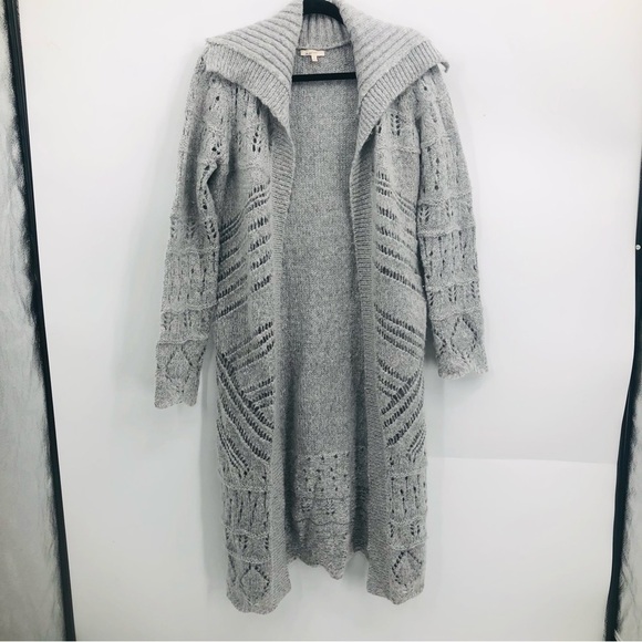 Mystree Women’s gray. duster sweater, calf length grey Size‎ large - Picture 1 of 14